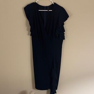 SHEIN Dark Blue Asymmetrical Ruffle Dress